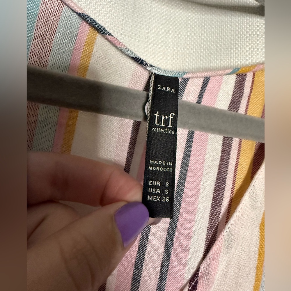 Zara TRF Rainbow Striped Linen Summer Midi Dress - Picture 5 of 11